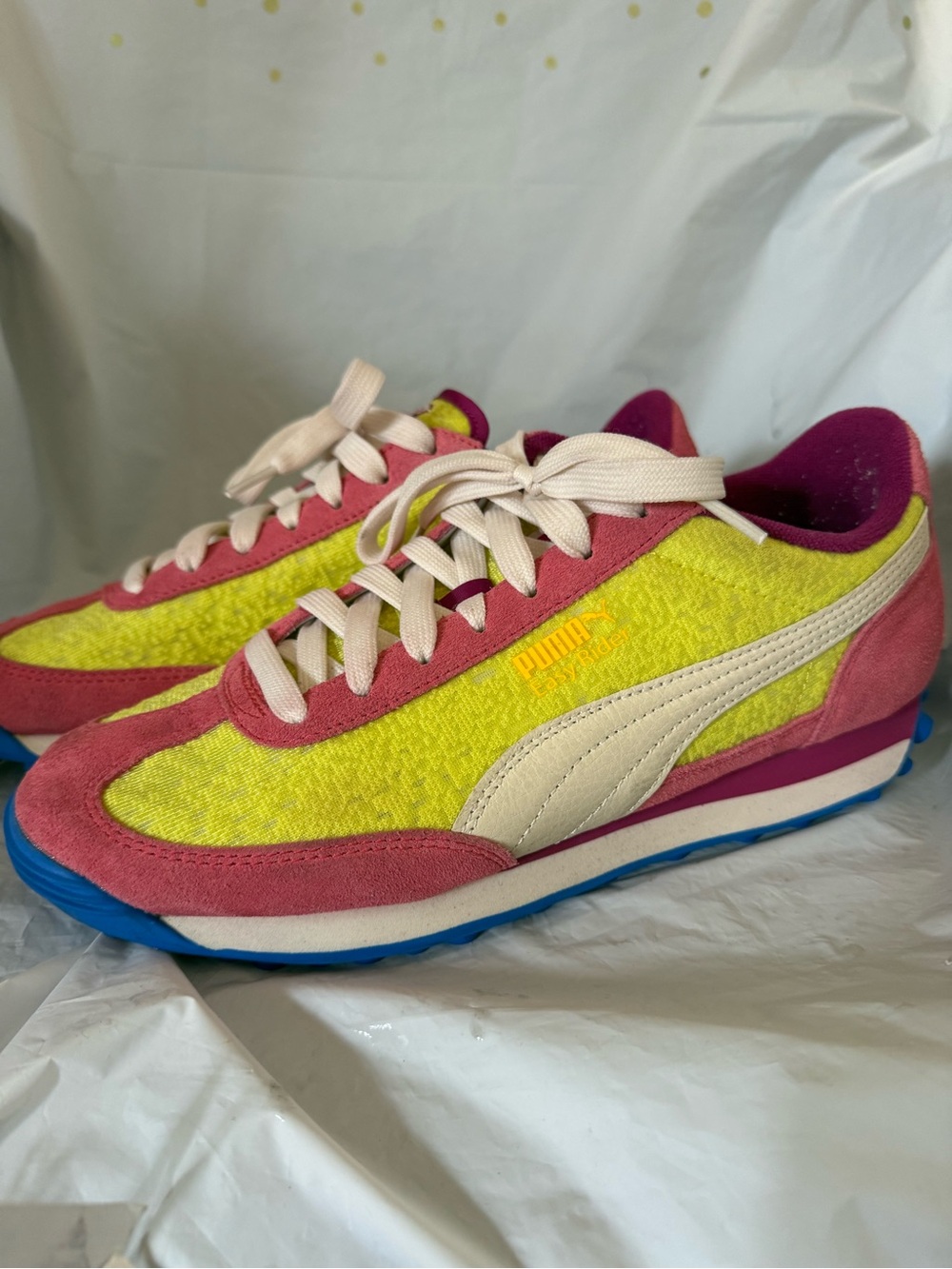 Puma Women's Pink, Lime & Blue Easy Rider Brights Retro Style Runner Sneakers - Picture 5 of 11
